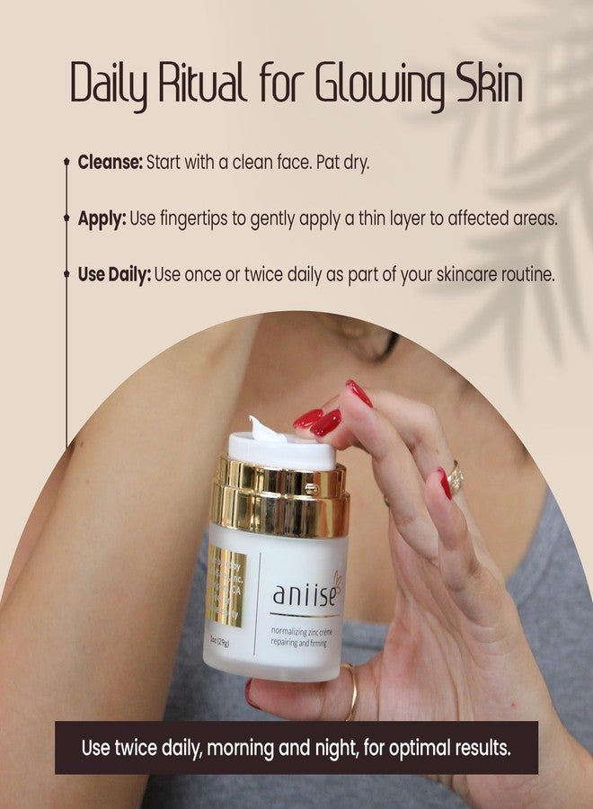 Aniise Normalizing Zinc Face Cream – Oil Control & Acne Support – Hydrating & Firming Skin Care with Zinc Oxide, Aloe Vera, Shea Butter & Avocado Oil – Vegan, Cruelty-Free – 1 oz - Image 4